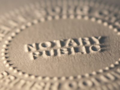 Close up photo of an Notary Public embossing.